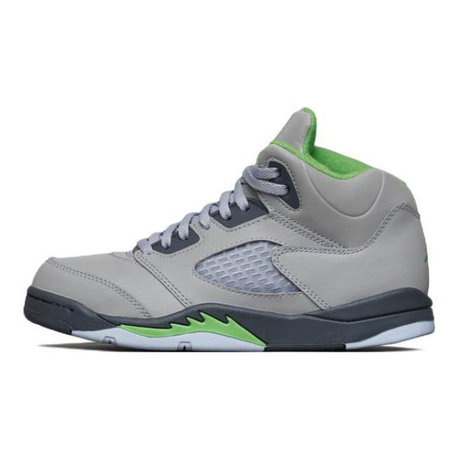 Air Jordan 5 Retro PS Green Bean 2022 Çocuk Spor Ayakkabısı Gri Gümüş Flint-Gri DQ3735-003