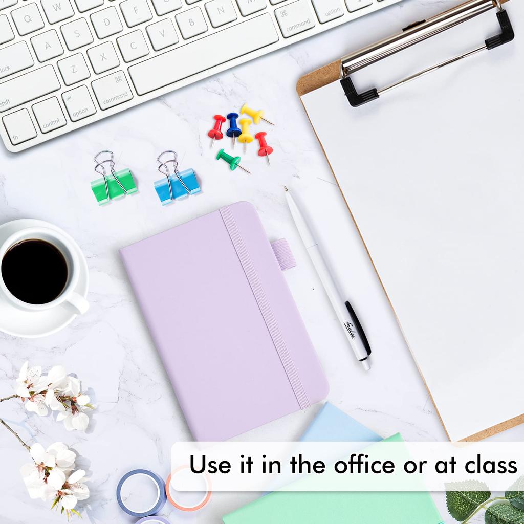 Feela A6 Pastellfarben Notizbuch Set 6mm Liniert Synthetisches Mini-Notizbuch mit Schwarzem Stift 3, B-Liniert, Liniert, Leder, Taschenformat