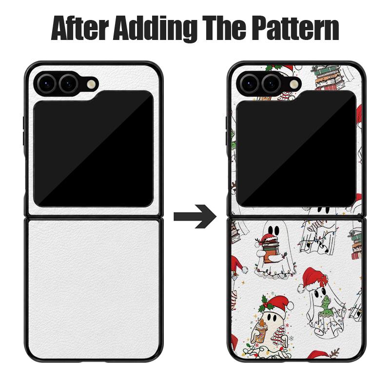 Christmas Ghost Halloween Case For Samsung Z Flip 8 7 FE 6 5 4 Hybrid Leather Skin Hard PC Bumper Cover For Galaxy Z Flip8 Flip7 Flip6 Flip5