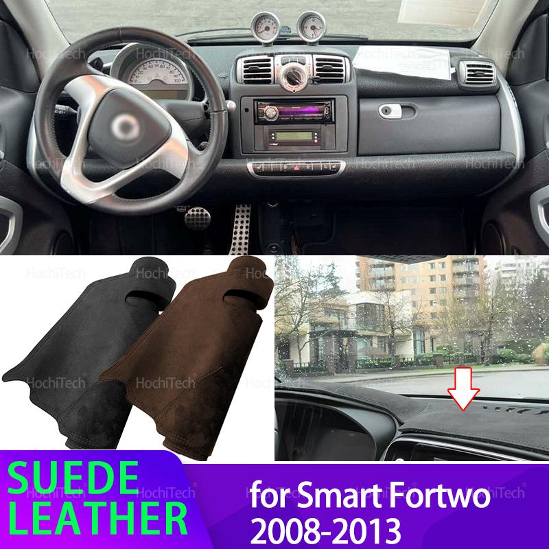 For Smart Fortwo 2008-2013 Suede Leather Dashmat Dashboard Cover Black/Brown trument Panel Sunscreen Pad Ornaments