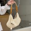 Woven Bag - Women's Beaded Artsy Style Hollow Large Capacity Beach Style Shoulder Bag