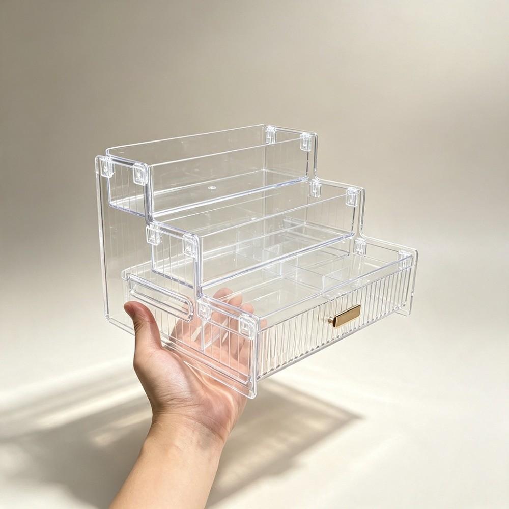 Space Save Jewelry Cosmetic Storage Tray with A Drawer Nail Polish Perfume Stand Holder Home Use