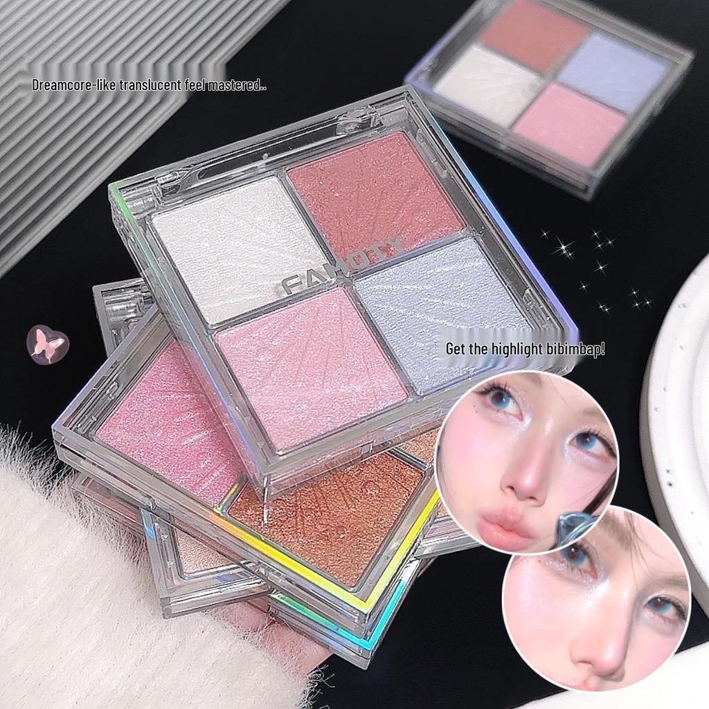 FAMOTY Chasing Light Four-Color Glitter Highlighter Palette for Brightening and Contouring