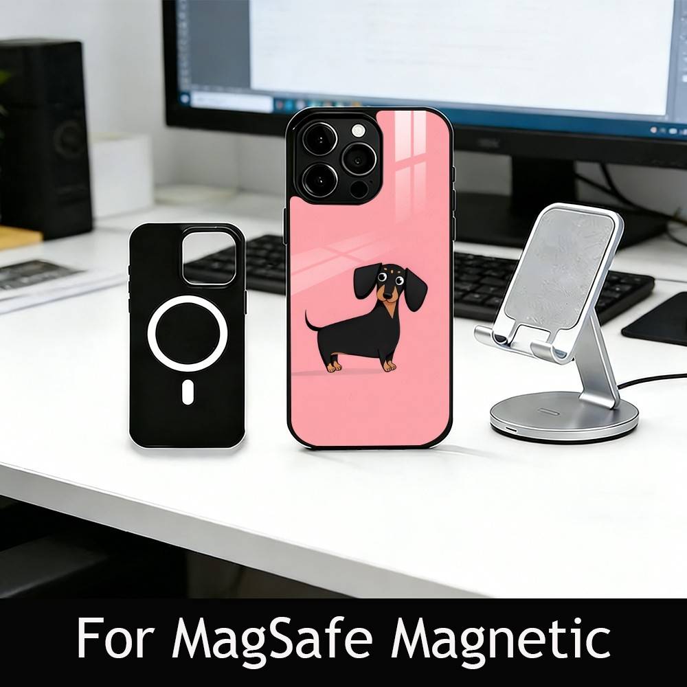 C-Cute C-Cartoon D-Dachshund Phone Case For iPhone17,16,15,14,13,12,11 Plus,Pro Magnetic For Magsafe Wireless Charging