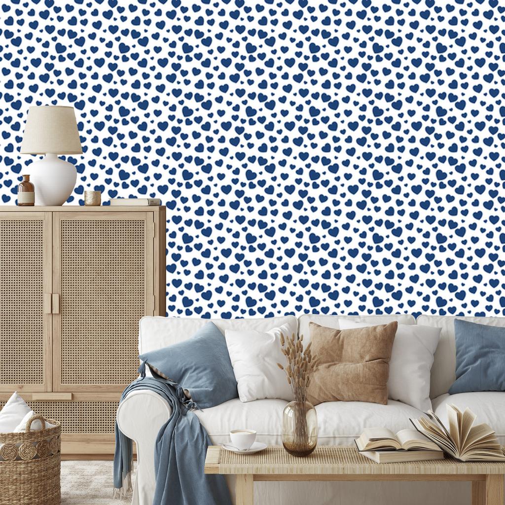 Heart Wallpaper Blue, White, Light Gray and Azure 50x1000