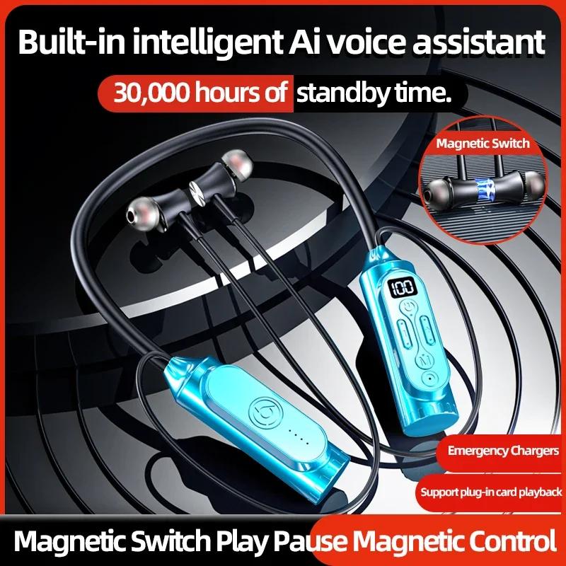 12000mAh 30000Stunden Wiedergabe Kabellose Bluetooth-Kopfhörer Magnetisches Sport-Lauf-Headset Nackenband Sport-Ohrhörer Geräuschunterdrückung