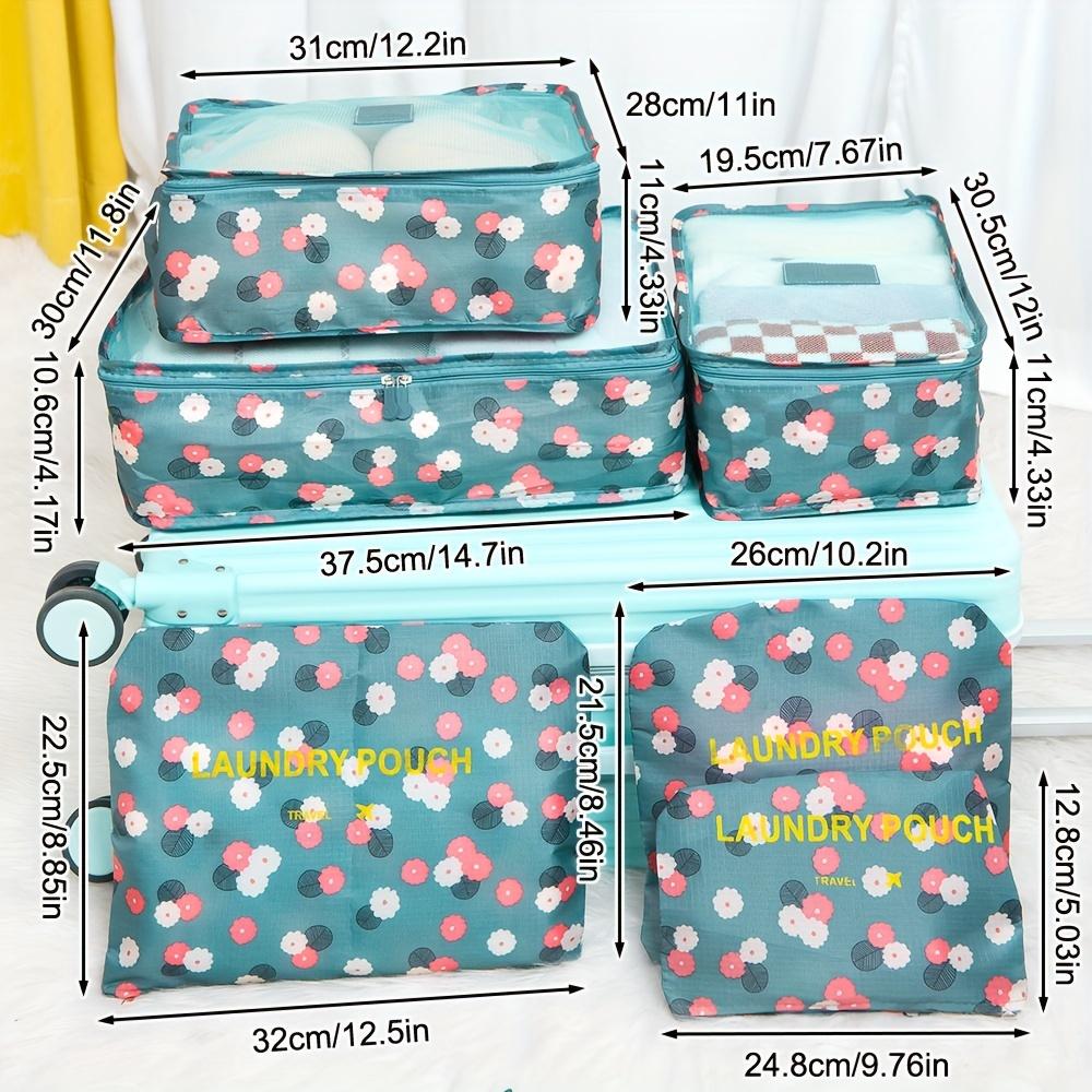 6PCS Travel Storage Bag Set of 6 Luggage Organizer Clothing Storage Pouches Floral Series
