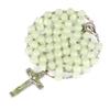 Glow In The Dark Rosary Beads Necklace Cross Pendant Necklace - Luminescent Catholic Rosary Religious Jesus Chains For Women Men