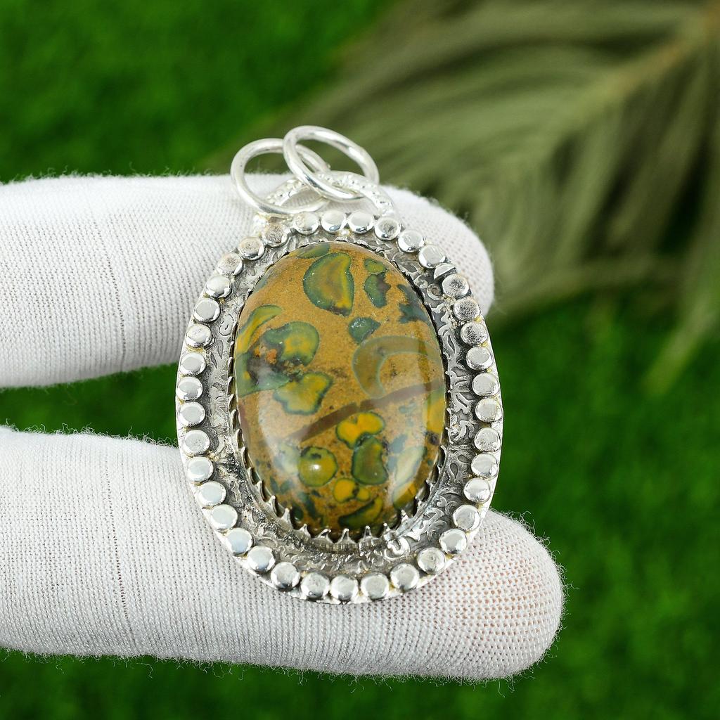 Gift For Women Jewelry Pendant 925 Sterling Silver Natural Fruit Jasper Gemstone