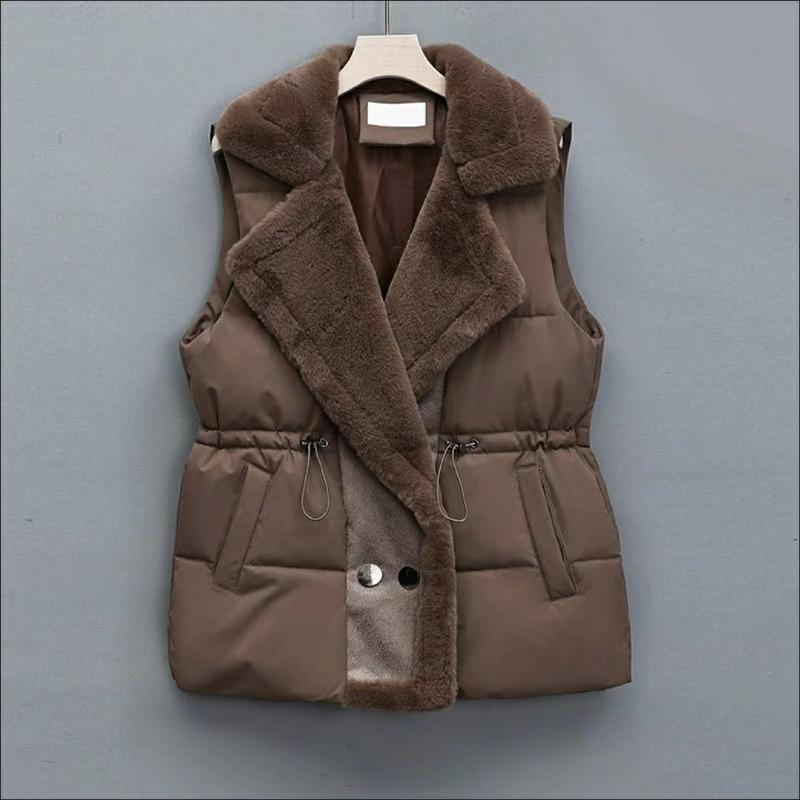 

Women s clothing autumn and winter new down cotton clothes vest drawstring suit collar vest jacket tide XXL