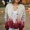 Women's Fashion Printed Long Sleeve Knitted Cardigan Button Down Jacket