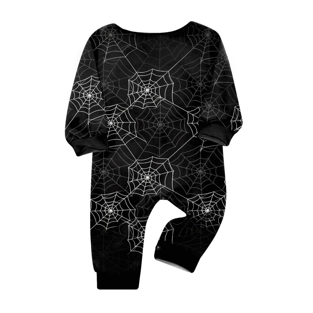 Family Matching Halloween Printed Pajama Set Long Sleeve Top and Pants for Parent and Child