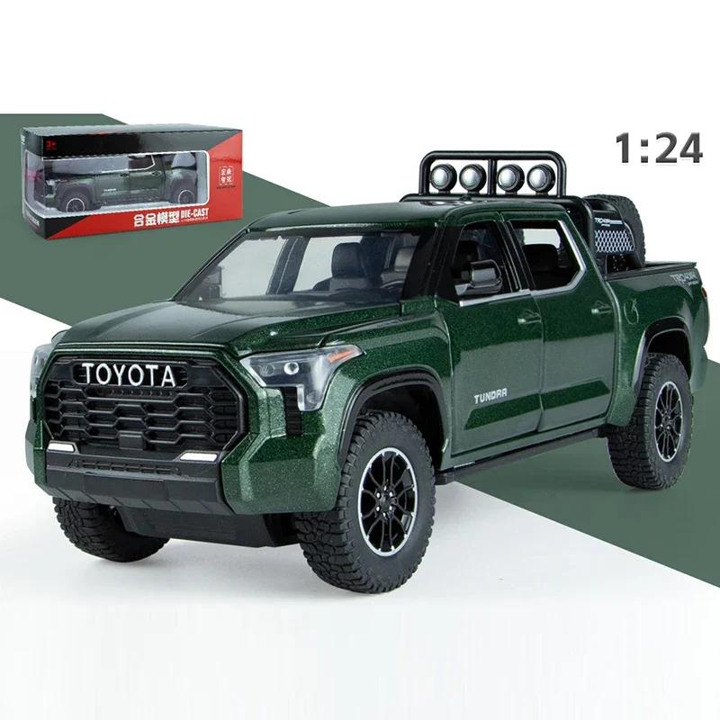 Zcawt5 Diecast 1:24 Scale ToYoTa Tundra Pickup Truck Simulation Alloy Die Cast Sound And Light Body Pull Back N Return Car Toy Gift