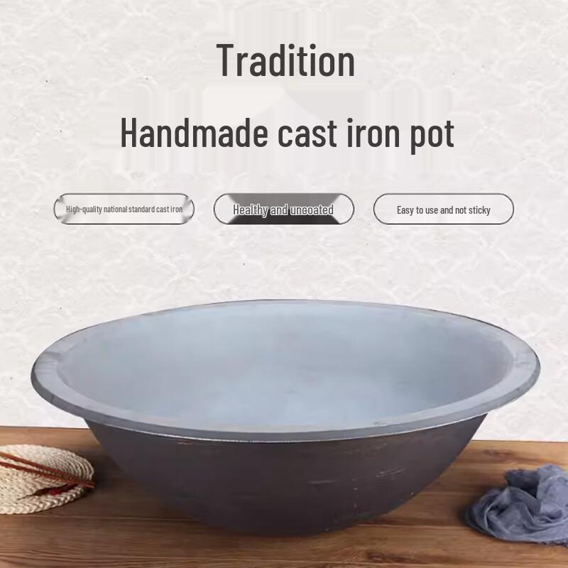 Traditional Cast Iron Stir-Fry Wok 70cm Outer Diameter