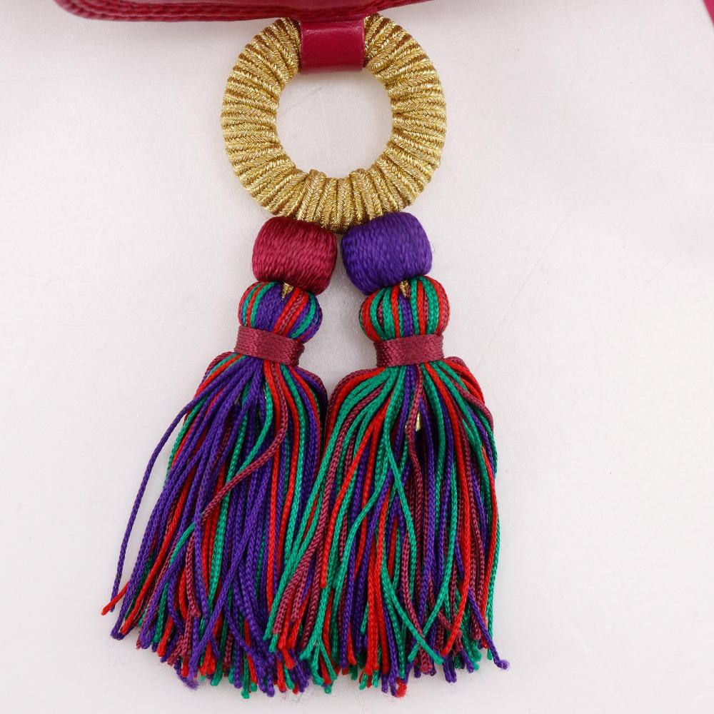 LOEWE Pochette Shoulder Bag fringe pink leather Women Used