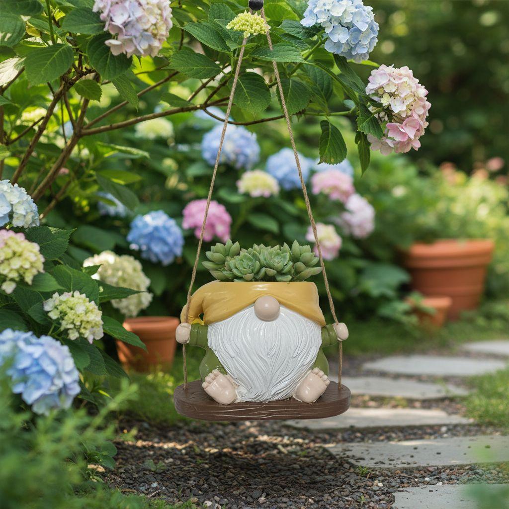 Resin Planter Pot With Swing Design For Outdoor Garden Decoration Durable And Lightweight