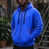 Men's Zip-Up Hooded Jacket with Multiple Pockets Athletic Casual Top for Daily Wear