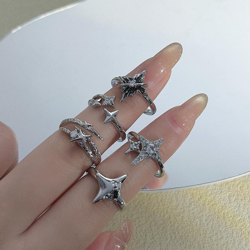 Niche Starlight Full Of Diamonds, Zir*****Pen Ring, Super Fairy Tide Cool Light Luxury, Niche High-End Feeling Stacked Ring Woman