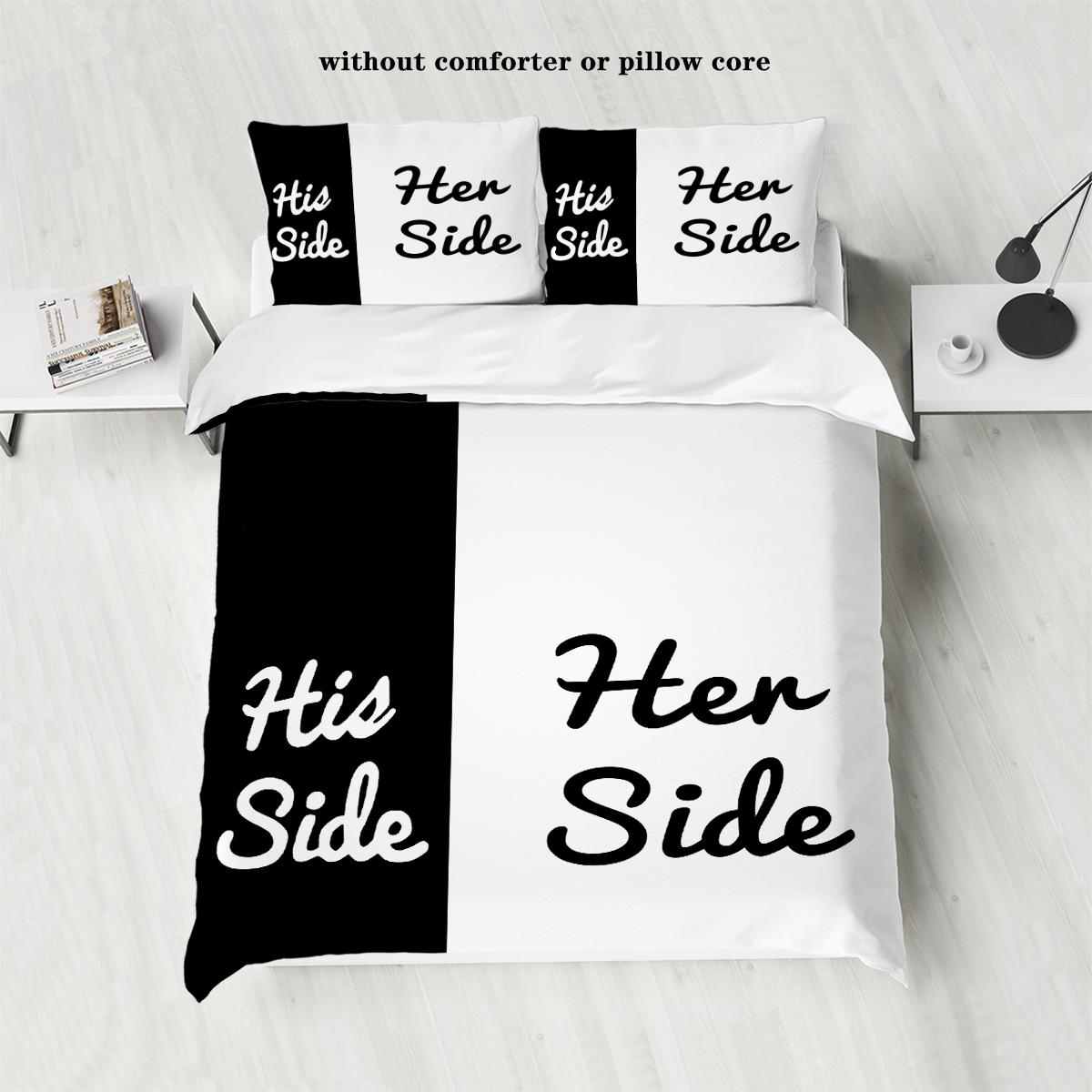 

3-piece down duvet cover set with black and white color printing (1 duvet cover+2 pillowcases, no core) couple bedding set 135x200cm-EU-Single