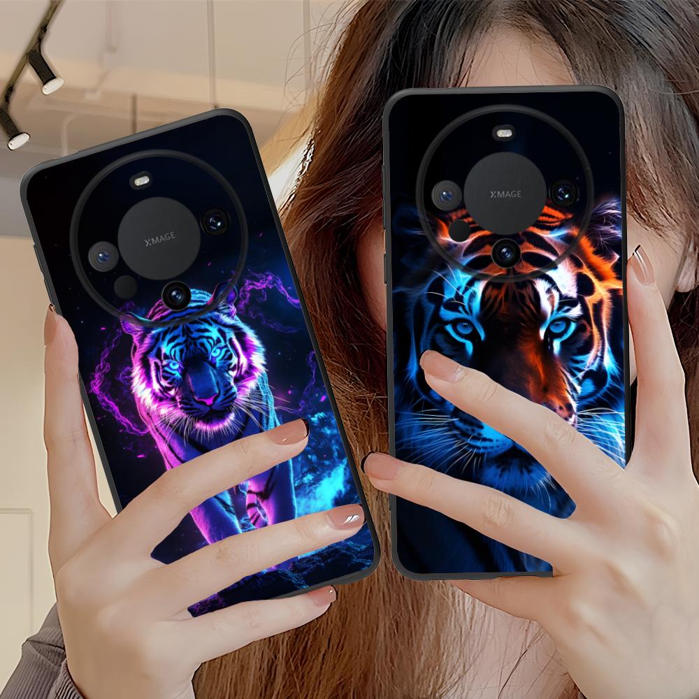 Tiger Neon Mobile Cell Phone Case for Huawei Mate 60 50 40 30 20 10 Pro Plus Lite E 5G Colorful Printing Cover Pretty Cellphones