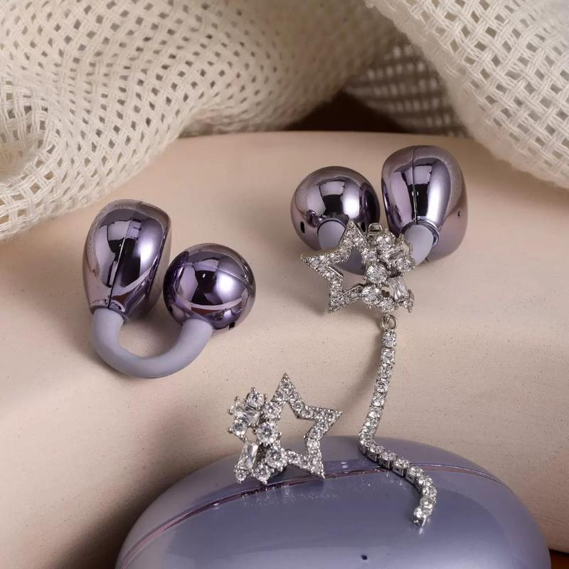 1Pair  Bling  Star Earphone Clips Wireless Earbuds Clip Decoration Removable Earbud Jewelry Accessories