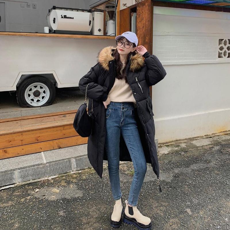 European and American Down Cotton Jacket Women's Winter 2025 Mid-length Large Size Padded Jacket Loose Thickened Cotton Jacket Cotton