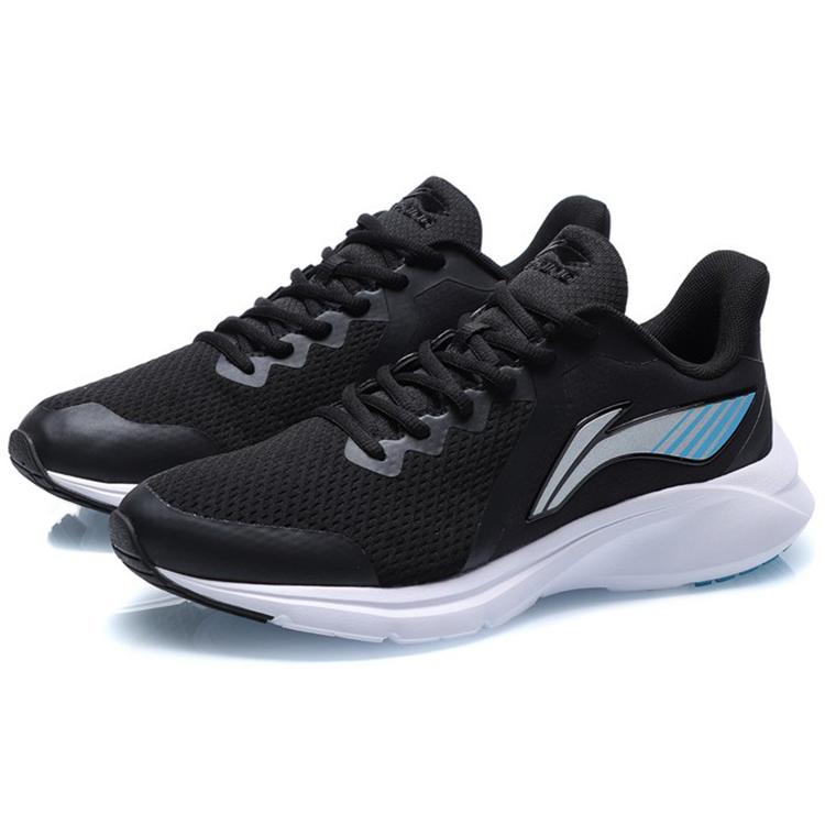 New LiNing Cushioning, Breathable, Lightweight, Rebound Low Top Running Shoes Men's Black White Blue ARHQ317-3