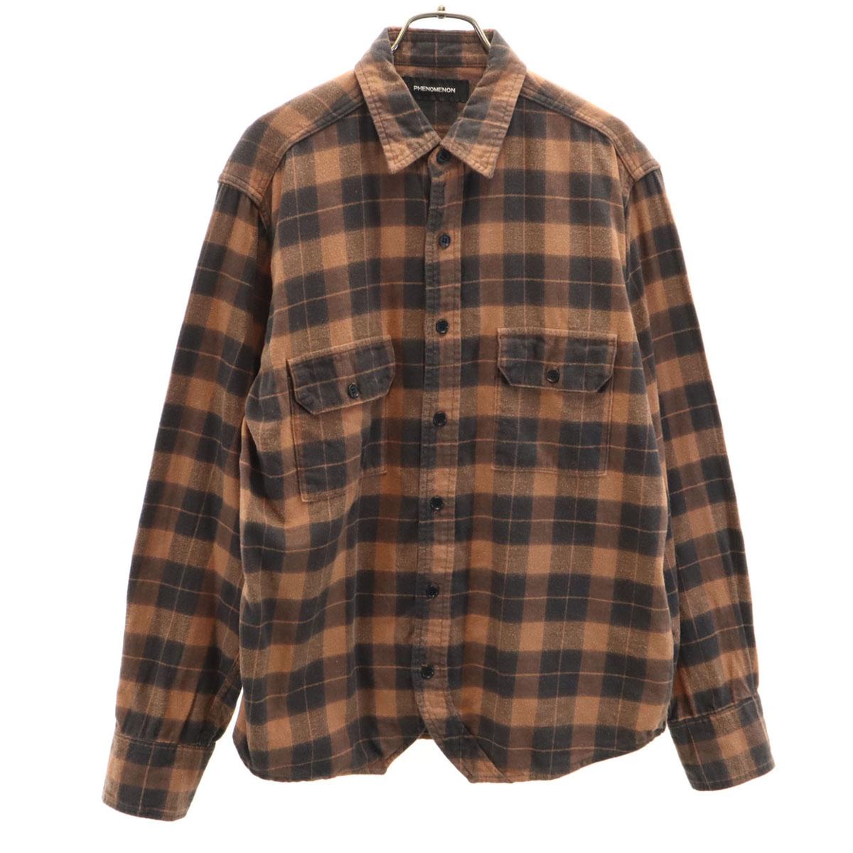 

PHENOMENON сделано в Японии Рубашка с длинным рукавом из хлопка в клетку L Мужская Б/у