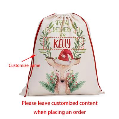 Saco de Pai Natal Personalizado Saco de Natal com Cordão Grande Saco de Presente de Pai Natal Presentes de Feriado Entrega do Pai Natal Presente de Ano Novo