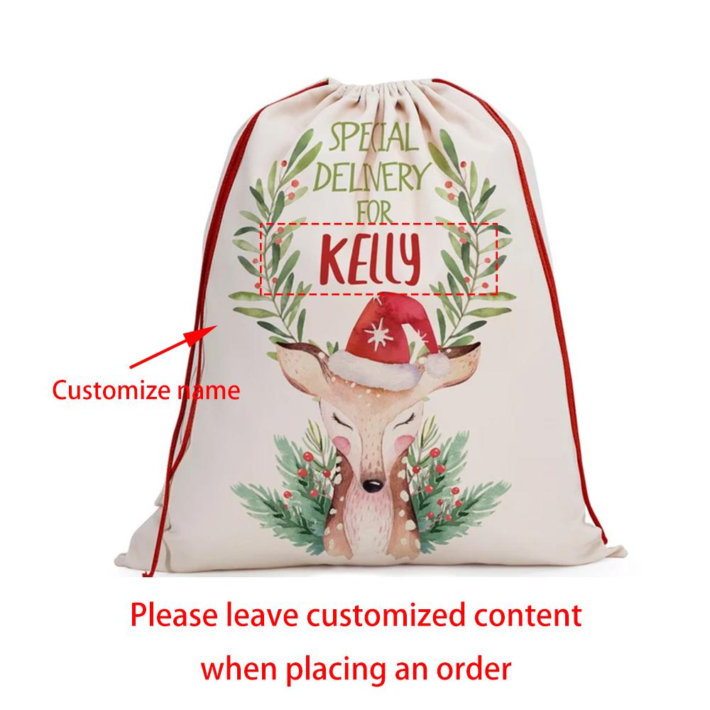 

Personalised Santa Sack Christmas Bag with Drawstring Large Santa Gift Bag Holiday Presents Delivery From Santa New Year Gift 1pcs 30x40cm