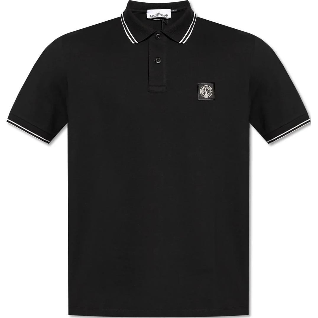 Stone Island Striped Logo Pullover Short Sleeve Polo Shirt Men polo shirts Black 81152SC18-A0029 M