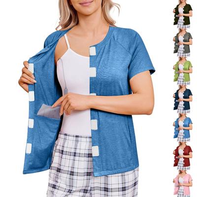 Women's Post-operative Short-sleeved  Color Shirt With Four Pockets