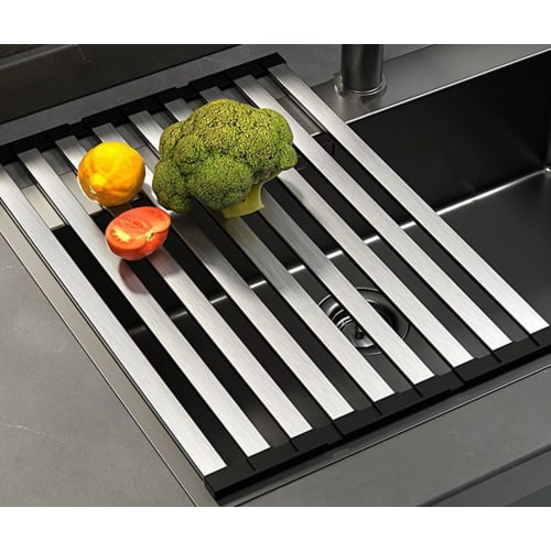 45cm Over-the-Sink Storage Dish Drainer, Foldable Stainless Steel Kitchen Storage, Expands Cooking Space, Increases Contact Area, Greatly Improved Sta