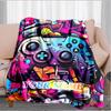 1PC Custom Name Controller Graffiti Art flannel blanket versatile, all-season throw suitable for the living room, bedroom, camping, travel, and gift