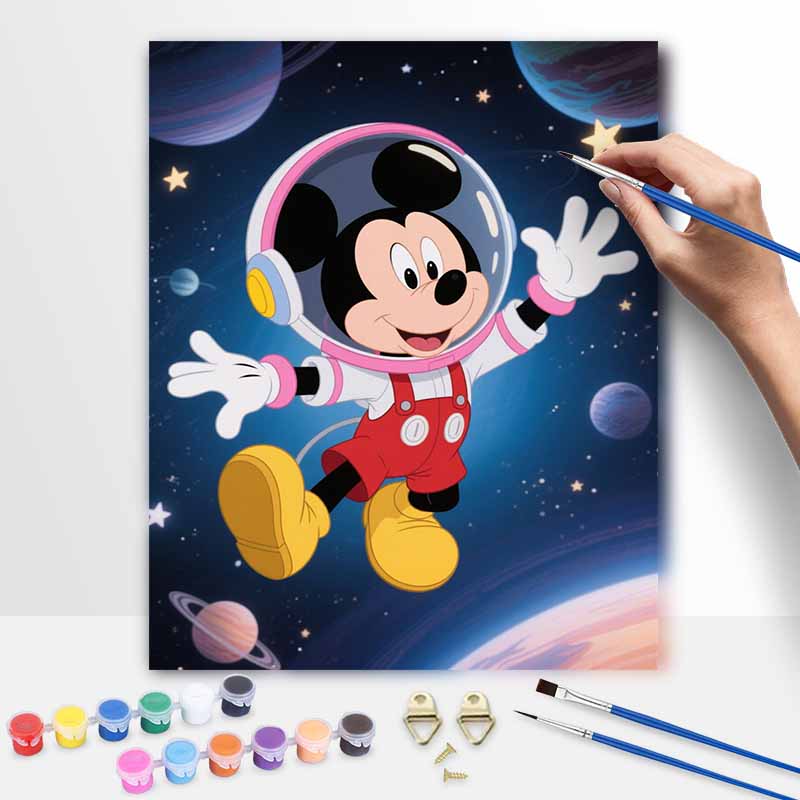 disney mickey mouse astronaut space galaxy digital oil painting hand painting kit diy home decoration 20x30cm