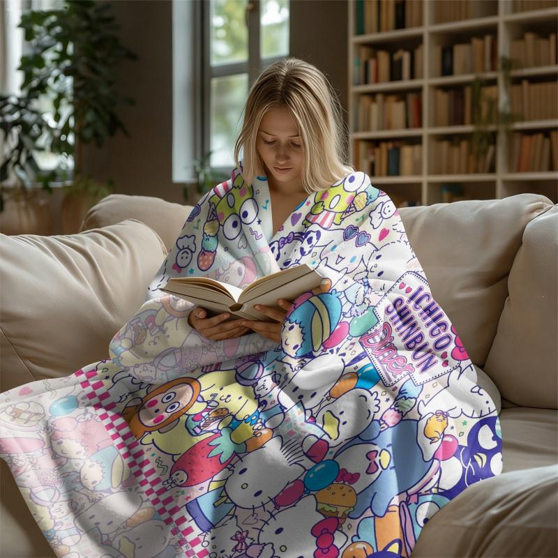Vintage Sanrio Flannel Fleece Blanket Soft Warm Fluffy Throw Cute Sofa Bed Cover Office Nap Shawl Lightweight Blanket Fans Gift
