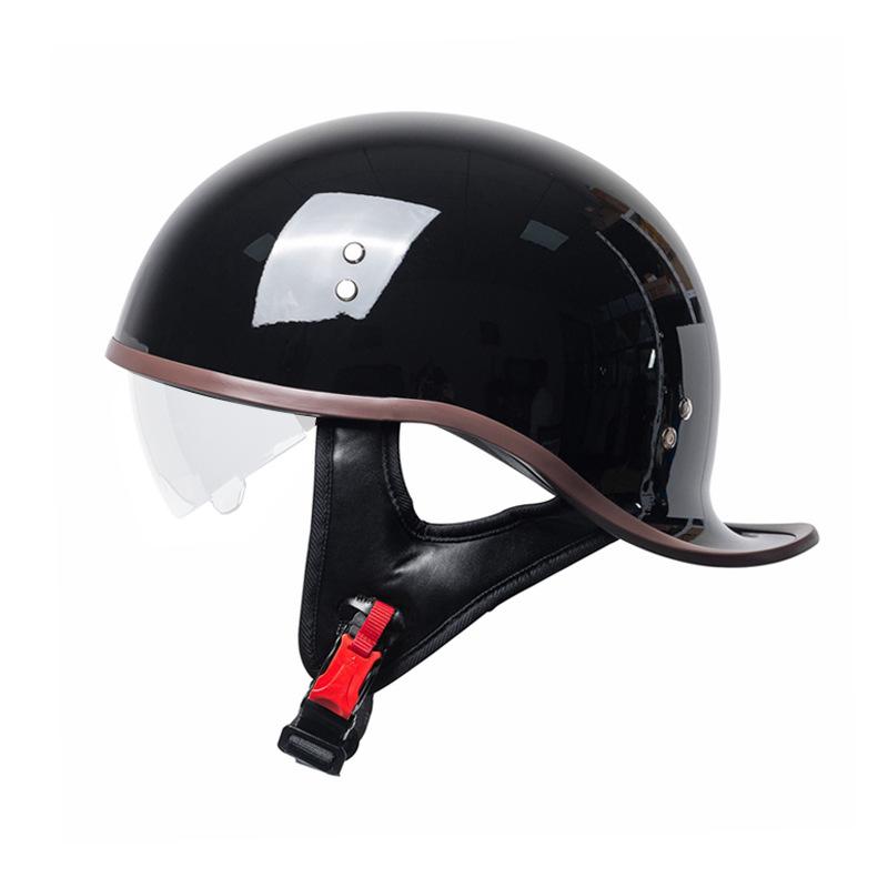 Cască de motocicletă pentru bărbați, semi-cască Harley, retro, pentru femei, vehicul electric + cască portabilă cu oală pentru motociclete, cu endoscop