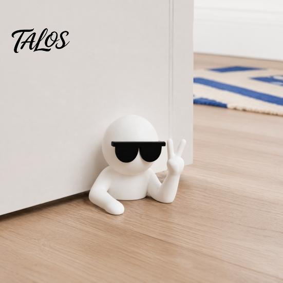 Cute Desktop Ornament Villain Doorstop with Cool And V-sign Gesture, 3D Printed Funny Doorstop, Door Wedge Decorative Stopper for Bedroom Office