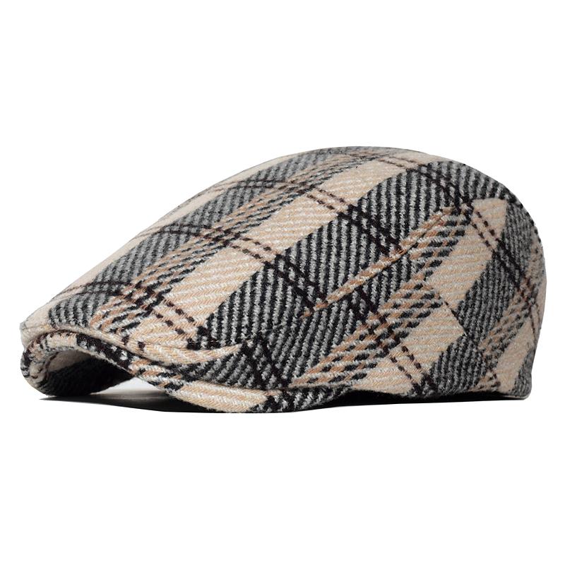 Herre Rutet Newsboy Hat Høst Vinter Mann Beret Menn Og Kvinner England Gatsby Retro Hat Driver Flat Cap
