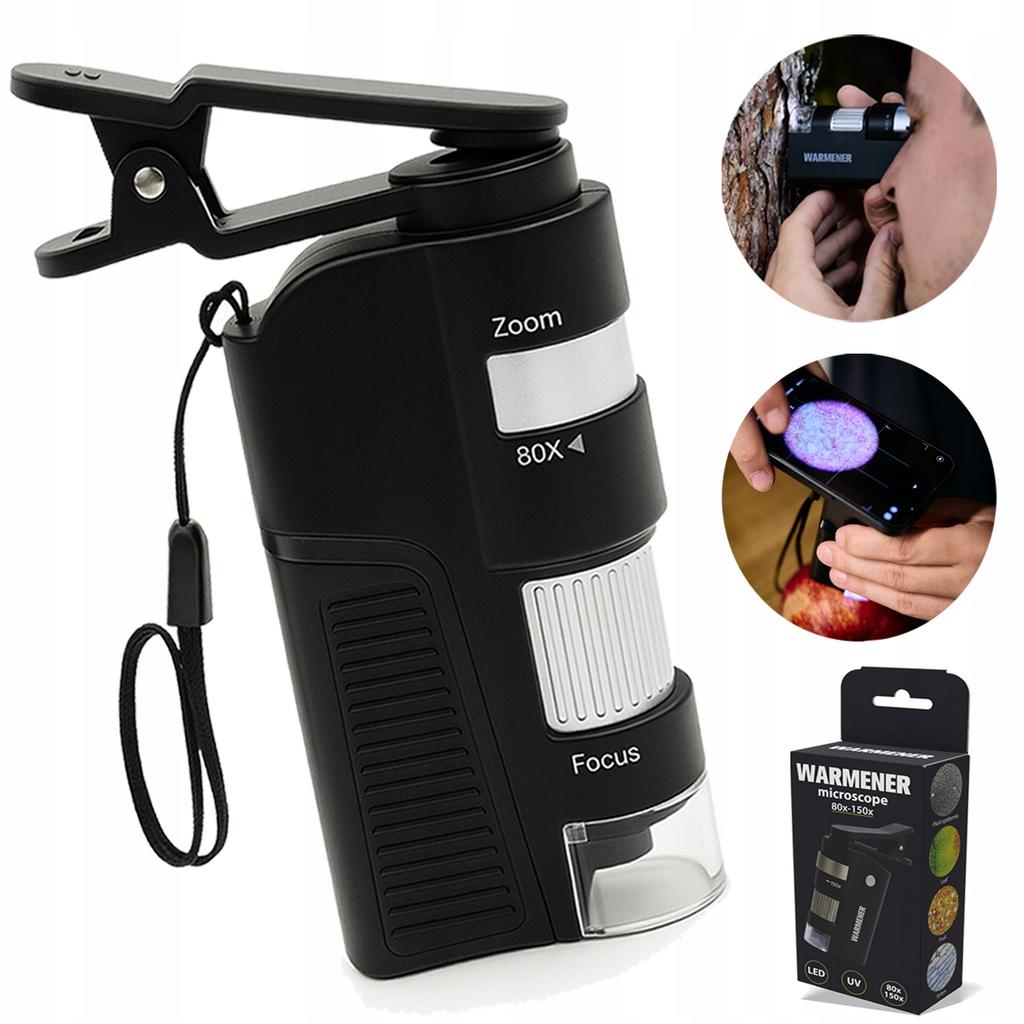 Portable Pocket Microscope for Children, Scientific, Mini, 80-150X, with Handle
