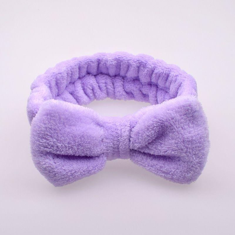 Coral Fleece Bow Headband, Women'S Wide-Edge Face Wash Headband, Solid Color Plush Hair Band, Simple Hair Accessories.