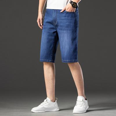 Dehnbare Caprihose, einfache große Herrenmodemarke, Sommer, dünne Jeans, Denim-Shorts, Herren-Caprihose