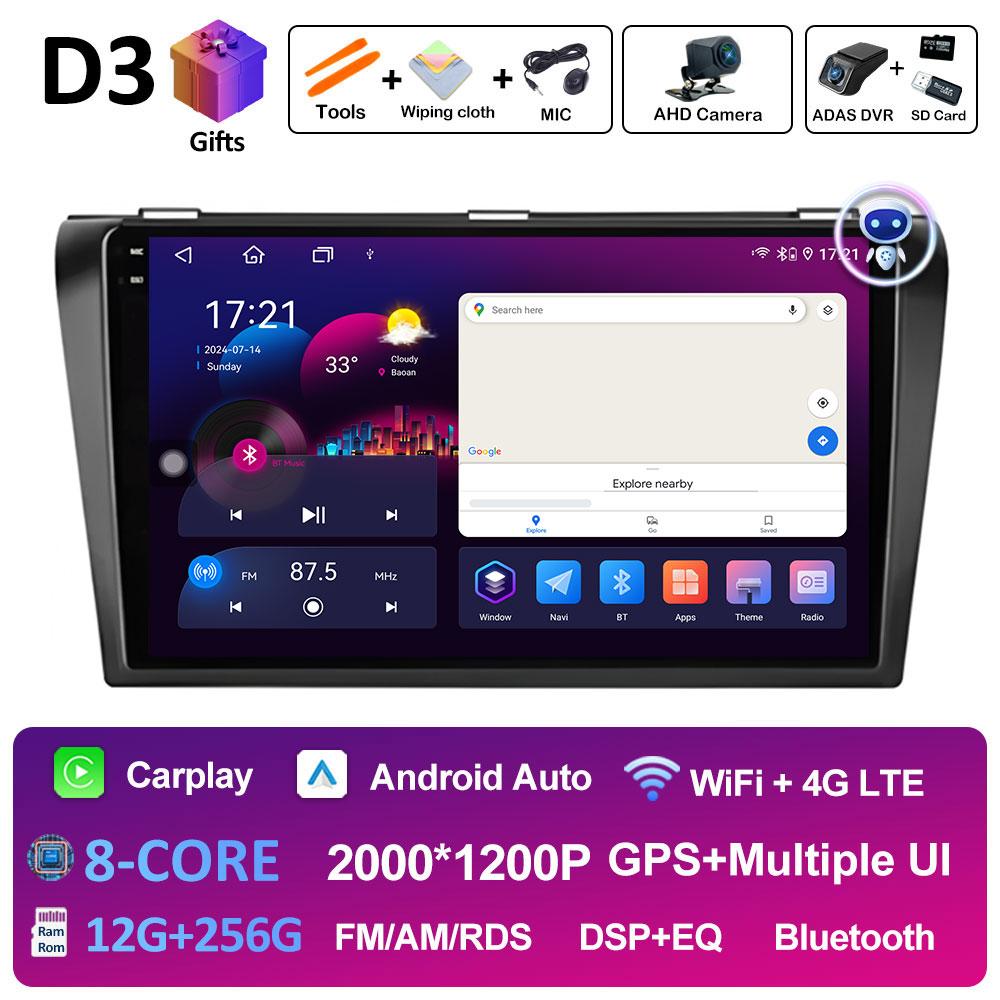 Pentru Mazda 3 2004 2005 2006 2007 2008 2009 Sistem inteligent Android Navigație GPS Wireless Carplay Bluetooth QLED Ecran IPS