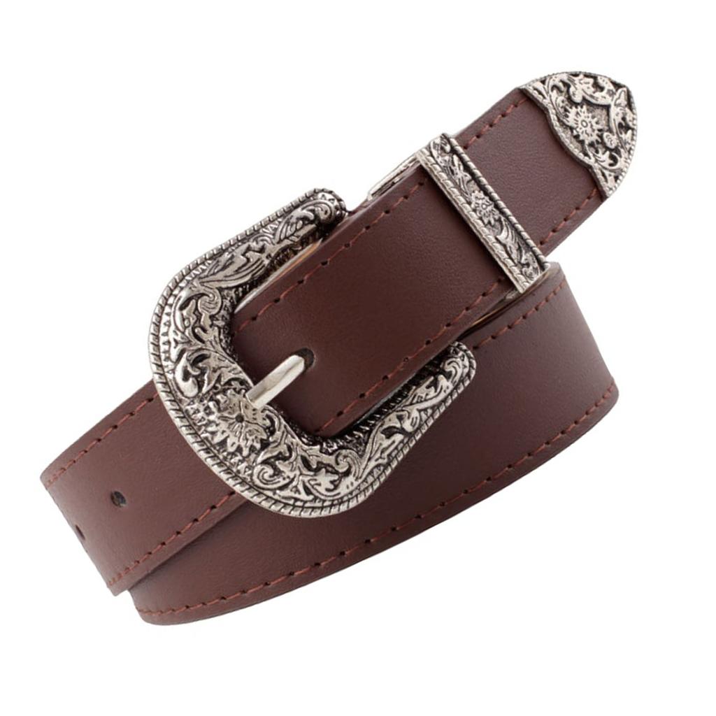Unique Waist Chain Carved Buckle Leopard Print Chain Cowgirl Belt for Women Proms Club Party for Jeans Dresses