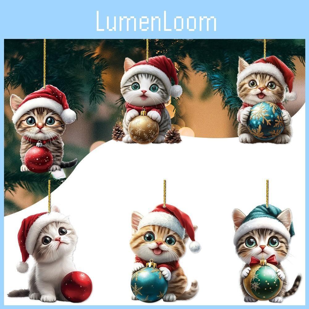 Hat Cat Christmas Car Hanging Decor Acrylic Pendant Tree Ornament Travel Holiday