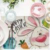 4 Stück, Frohe Ostern Hasen Tischsets Set aus 4, Niedliche Hasen Eier Karotte Punkte Streifen Esstisch Platzsets, Bauernhaus Küchen Deko 12 x 18 Zoll