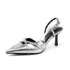 High heels spring new pointed fashion empty sandals leather stiletto large size
