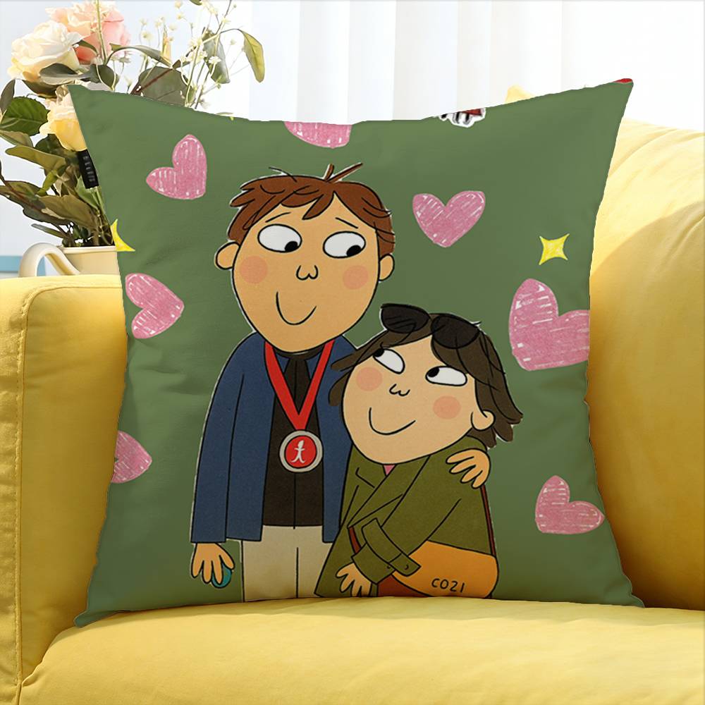 C-Charlie And L-Lola World Various Sizes Square Pillow Case For Car Home Bedchamber Decor