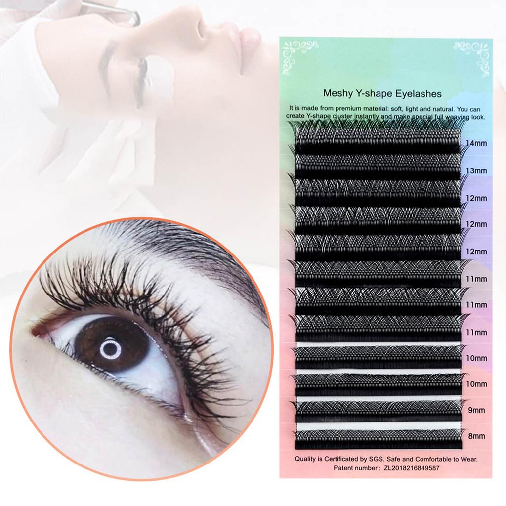 Volume Eyelash Extension Easy Fan Black Soft Y Shape Self Fanning Lash Extensions Black-0.07D