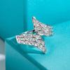 Huitan Asymmetric Design Angel Wing Ring Lady CopperColor Shiny Zirconia Finger Accessories Fashion Luxury Jewelry for Party